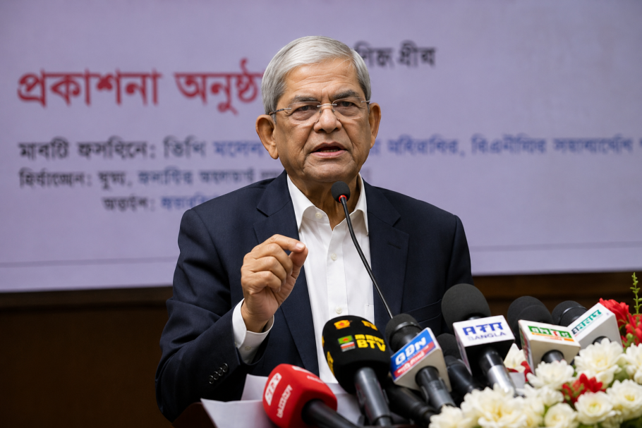 বৃহস্পতিবার দুপুরে রাজধানীর তথ্য ভবনে একটি প্রকাশনা অনুষ্ঠানে প্রধান অতিথির বক্তব্য দেন বিএনপি মহাসচিব মির্জা ফখরুল ইসলাম।
